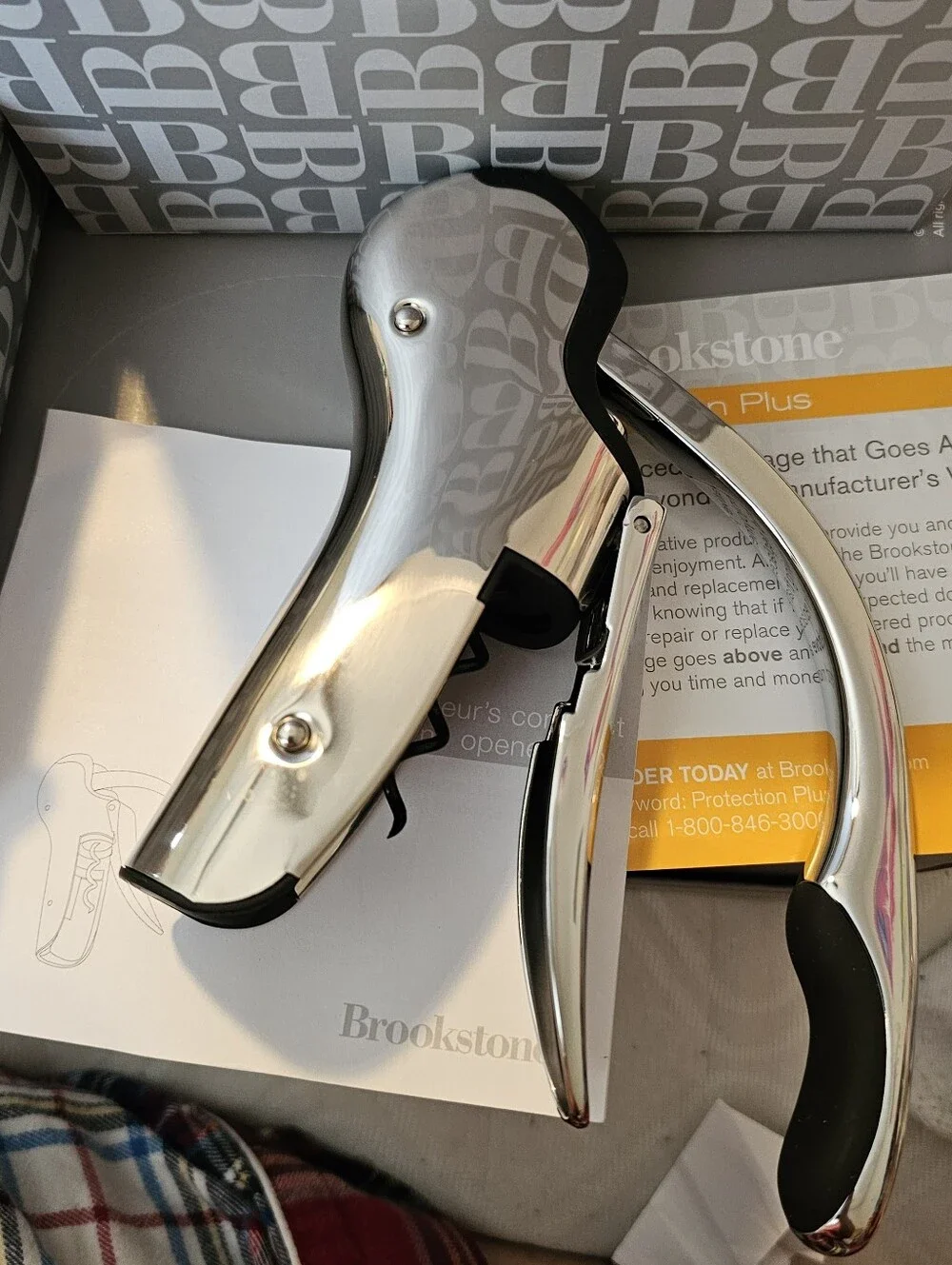 Brookstone Compact Wine Opener & Foil Cutter Set - Lustrous Chrome​ NEW
